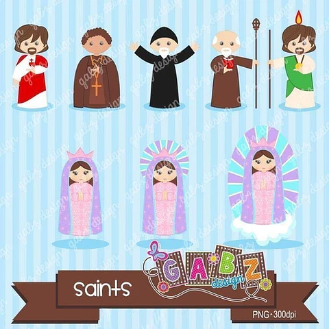 Kit Imprimible Santitos 1 - 22 Imagenes Png