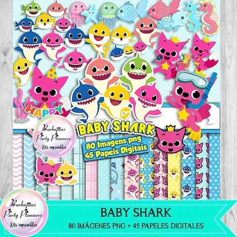Papeles Digitales Y Cliparts Png Baby Shark Kit Imprimible