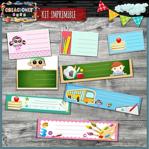Kit Imprimible Vuelta Al Cole Etiquetas Escuela Colegio Full