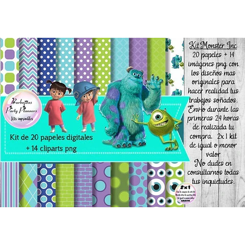 Papeles Y Cliparts Monster Inc Kit Imprimible