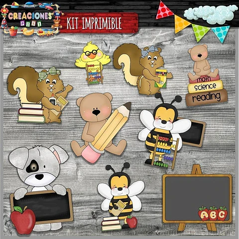 Kit Imprimible Vuelta Al Cole Etiquetas Escuela Colegio Full