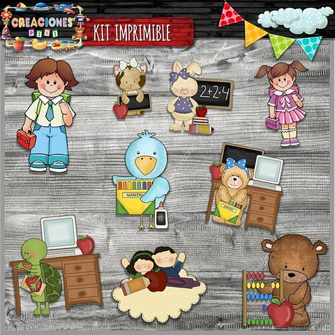 Kit Imprimible Vuelta Al Cole Etiquetas Escuela Colegio Full