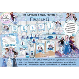 Kit Imprimible Candy Bar Frozen 2 Celeste 100% Editable