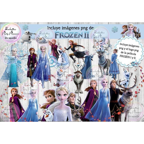 Kit Imprimible Candy Bar Frozen 2 Celeste 100% Editable