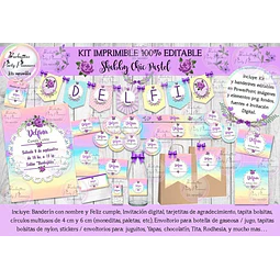 Kit Imprimible Candy Bar Shabby Chic Pastel 100% Editable