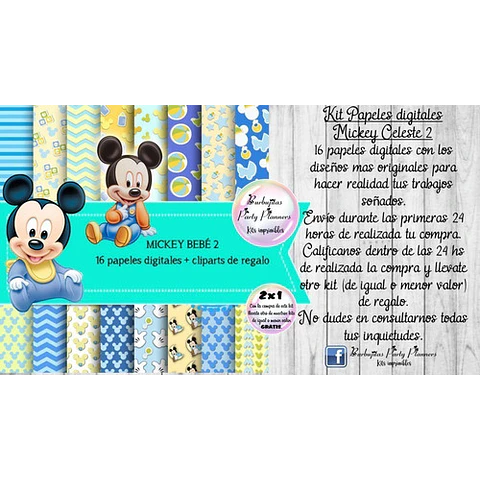 Papeles Fondos Digitales Mickey Bebe 2 Kit Imprimible