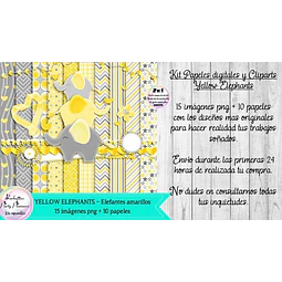 Papeles Y Cliparts Png Elefantes Amarillos Kit Imprimible