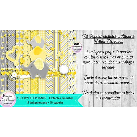 Papeles Y Cliparts Png Elefantes Amarillos Kit Imprimible