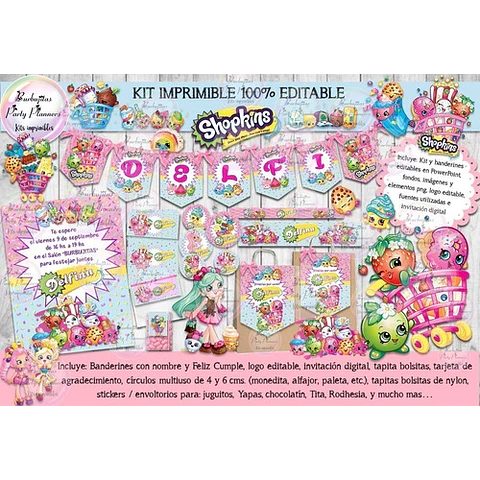 Kit Imprimible Candy Bar Shopkins 100% Editable