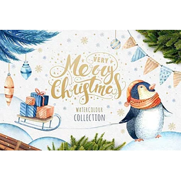 Cliparts Png Pinguinos En Navidad Acuarela Watercolor Pa67