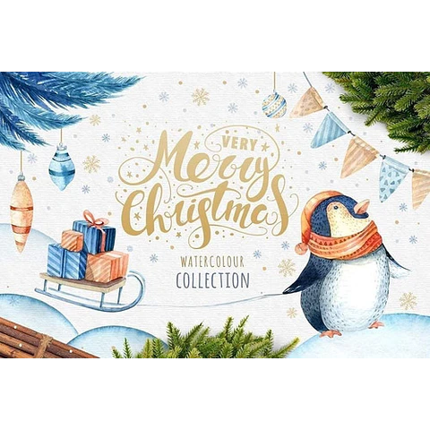 Cliparts Png Pinguinos En Navidad Acuarela Watercolor Pa67