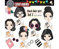 Pack Imagenes Tiernas Niñas Pelo Negro Moda S7 + Regalo A1