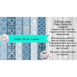 Papeles Digitales Shabby Chic Vintage Azul B54