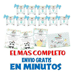 Kit Baby Shower Tiernos Animalitos Tribal Leoncito Oso Nene