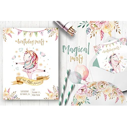 Cliparts Png Unicornios Magicos Acuarela Watercolor Pa40