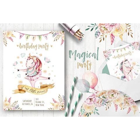 Cliparts Png Unicornios Magicos Acuarela Watercolor Pa40
