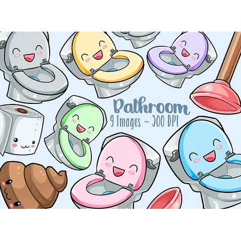 Cliparts Imagenes Png Inodoros De Colores Acuarelas Jk6