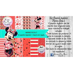 Papeles Fondos Digitales Minnie Roja 5 Kit Imprimible