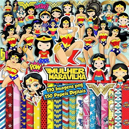 Papeles Y Cliparts Png Digitales Mujer Maravilla Kit 