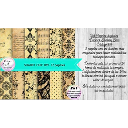 Papeles Digitales Shabby Chic Vintage Música B59
