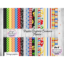 Papeles Fondos Digitales Escolares Mod.1 - Kit Imprimibles