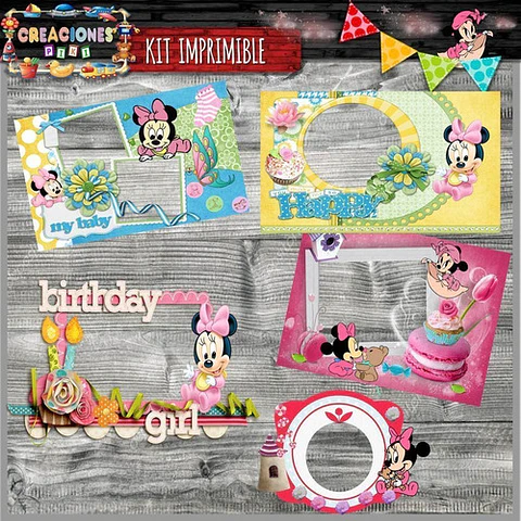 Kit Imprimible Candy Bar Mickey Minnie Bebe Nene Completo