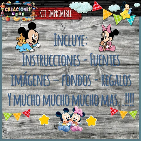 Kit Imprimible Candy Bar Mickey Minnie Bebe Nene Completo