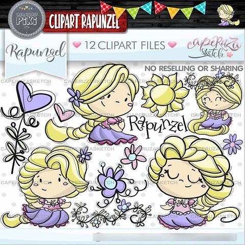 Pack Imágenes Hd Clipart Cuentos Rapunzel Caperuza