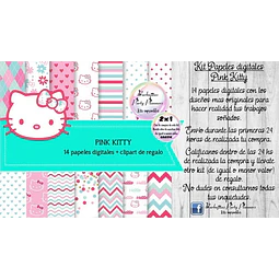Papeles Fondos Digitales Pink Kitty Rosa Kit Imprimible