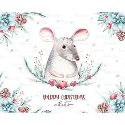 Cliparts Png Ratoncito En Navidad Acuarela Watercolor Pa41