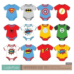 Kit Imprimible Clipart - Mameluco Body Superheroes Bebe
