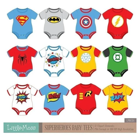 Kit Imprimible Clipart - Mameluco Body Superheroes Bebe