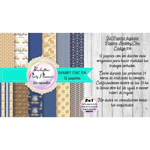 Papeles Digitales Fondos Shabby Azul Beige E16