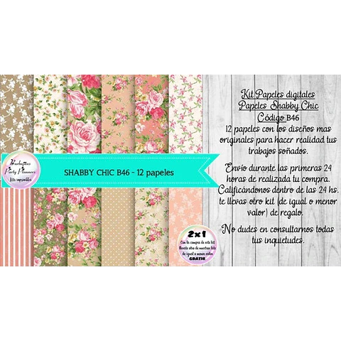 Papeles Digitales Shabby Chic Vintage Rosa Y Beige B46