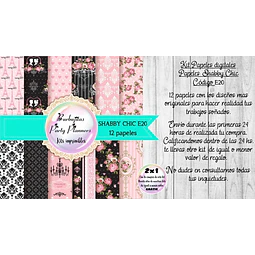 Papeles Digitales Fondos Shabby Paris Rosa Negro E20