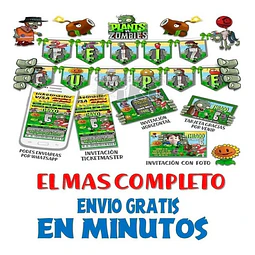 Kit Imprimible Candy Bar Plantas Vs Zombies El Mas Completo