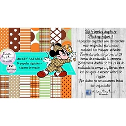 Papeles Fondos Digitales Mickey Mouse Safari 4 Kit 