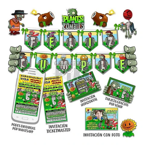 Kit Imprimible Candy Bar Plantas Vs Zombies El Mas Completo