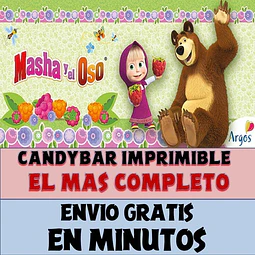Kit Imprimible Candy Bar Masha Y El Oso El Mas Completo