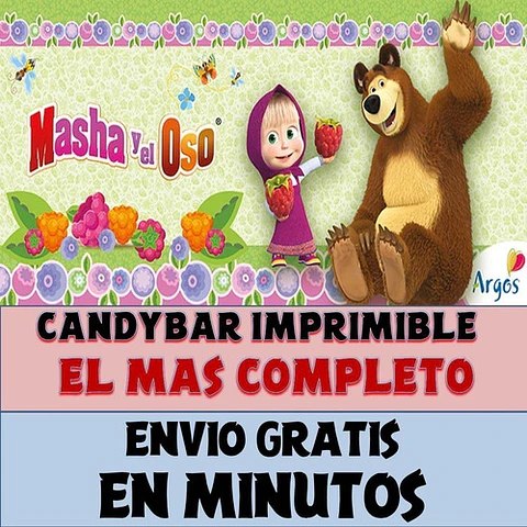 Kit Imprimible Candy Bar Masha Y El Oso El Mas Completo