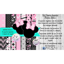 Papeles Fondos Digitales Minnie Rosa 1 Kit Imprimible