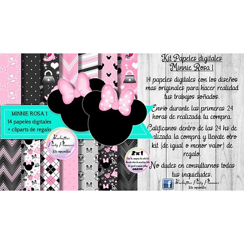 Papeles Fondos Digitales Minnie Rosa 1 Kit Imprimible