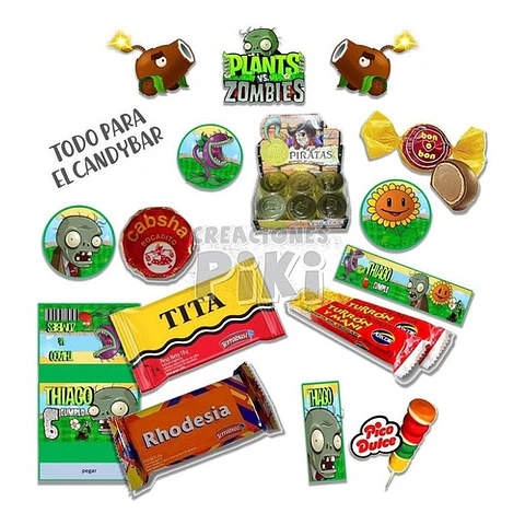 Kit Imprimible Candy Bar Plantas Vs Zombies El Mas Completo