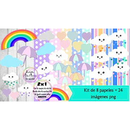Cliparts Y Papeles Lluvia De Amor Mod. 6 Kit Imprimible
