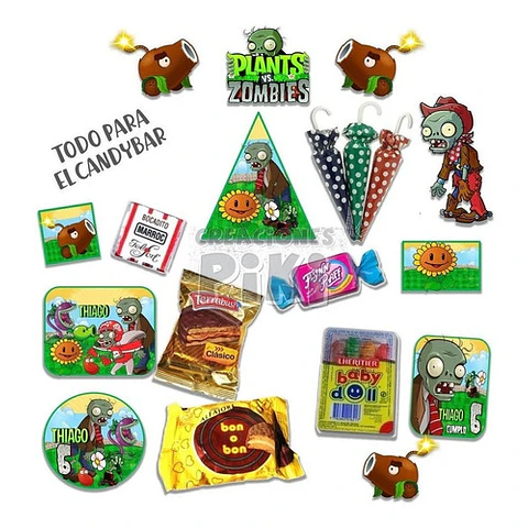 Kit Imprimible Candy Bar Plantas Vs Zombies El Mas Completo