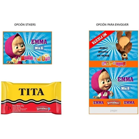 Kit Imprimible Candy Bar Masha Y El Oso El Mas Completo