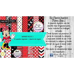 Papeles Fondos Digitales Minnie Roja 2 Kit Imprimible
