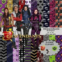 Kit Imprimible Descendientes 30 Fondos Y 18 Png