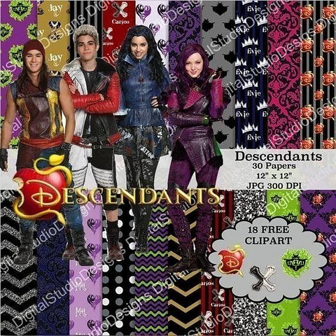 Kit Imprimible Descendientes 30 Fondos Y 18 Png