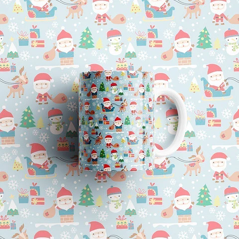 Plantillas Sublimación Tazas - Collage Navidad